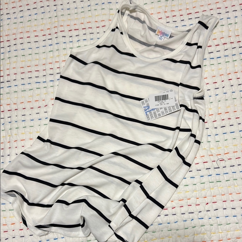 White and Black Striped Tank Top
